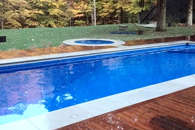 Looking down the length of the pool toward the spa