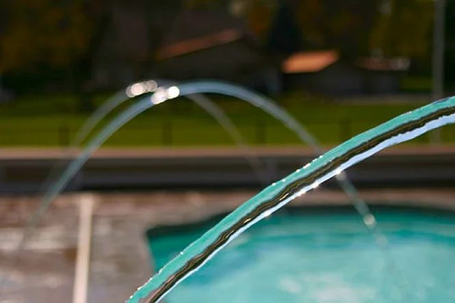 Close view of a deck jet arc catching the light