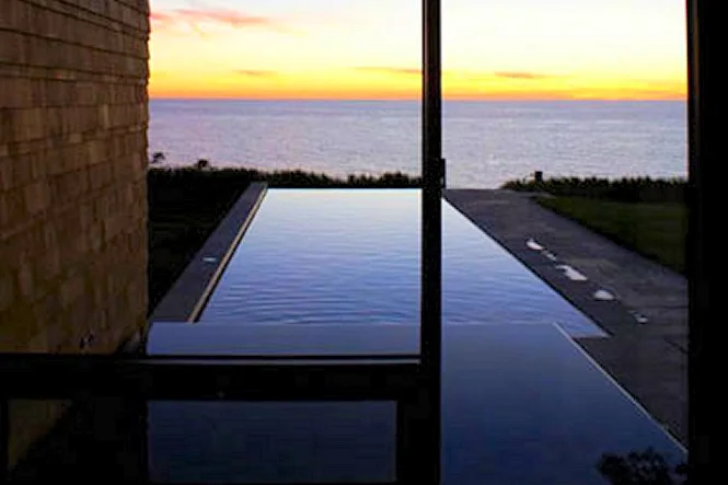 Sunset over Lake Michigan beyond the vanishing edge